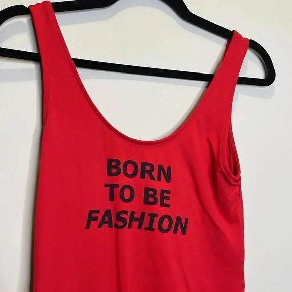 Zara Red & Black Born to be fashion bodysuit - Picture 6 of 8